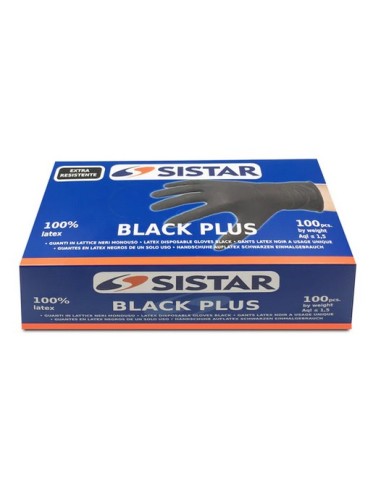 Sistar BLACK PLUS latex disposable gloves cf.100pz