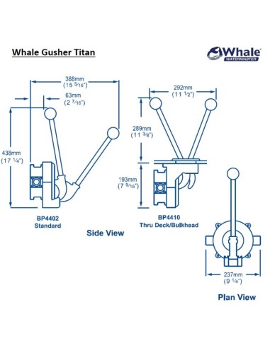 WHALE Pompa manuale Gusher Titan versione sul ponte BP4402