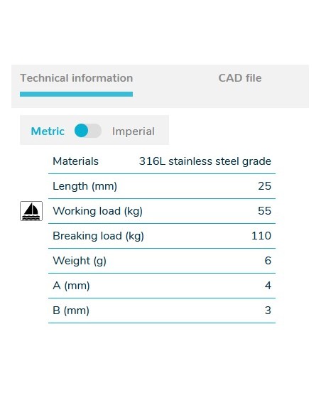 Wichard 2448 moschettone di sicurezza lunghezza 25 mm