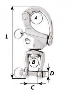 Wichard HR 2476 90mm snap shackle with clevis pin swivel 2