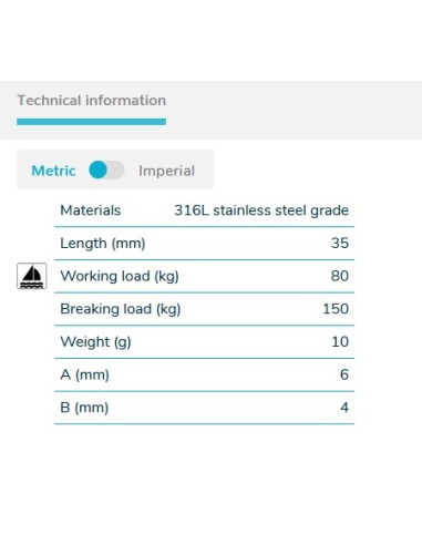 Wichard moschettone 2479 lunghezza 35 mm