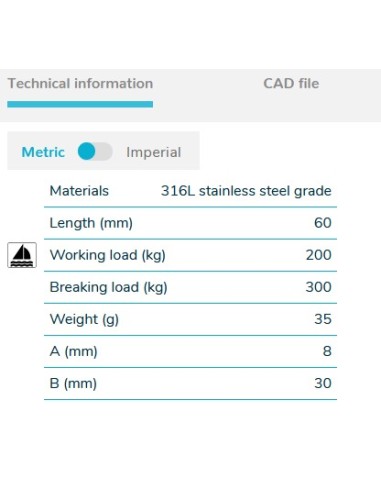 Wichard 2284 moschettone per fettuccia 30 mm.60