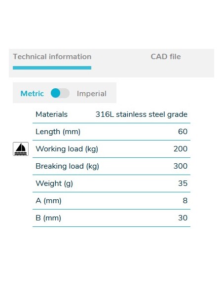 Wichard 2284 moschettone per fettuccia 30 mm.60