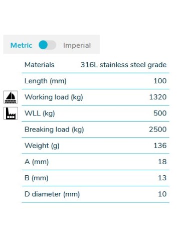 Wichard 2326 moschettone asimmetrico mm.100