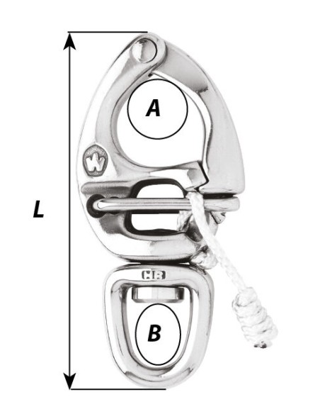Wichard 2676 HR quick release snap shackle with swivel eye length 110 mm Wichard 2676 HR quick release snap shackle with swivel eye length 110 mm