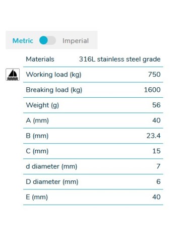 Wichard 6684 universal folding pad eye 6 mm