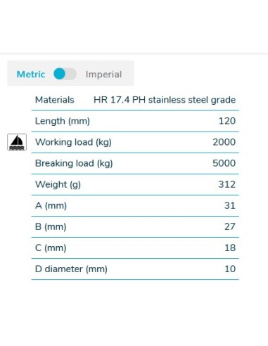 Wichard 2369 girella con brugola lunghezza 120 mm