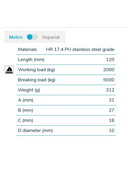 Wichard 2369 girella con brugola lunghezza 120 mm